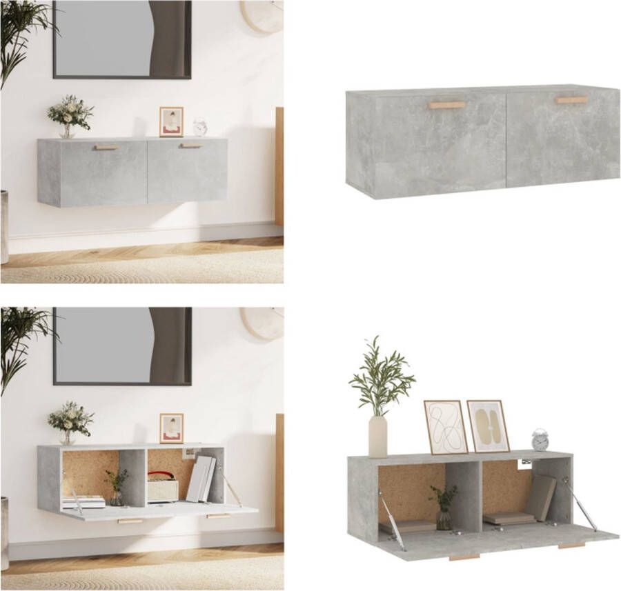 VidaXL Wandkast 100x36-5x35 cm bewerkt hout grijs Wandkast Wandkasten Hangkast Hangende Kast