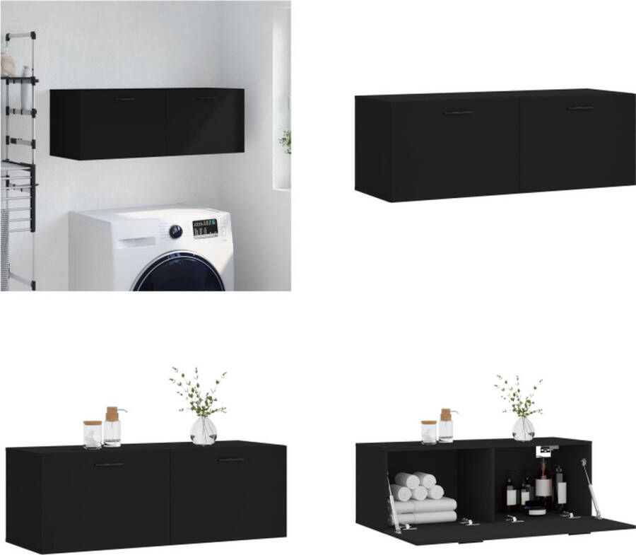 vidaXL Wandkast 100x36-5x35 cm bewerkt hout zwart Wandkast Wandkasten Kast Bijzetkast