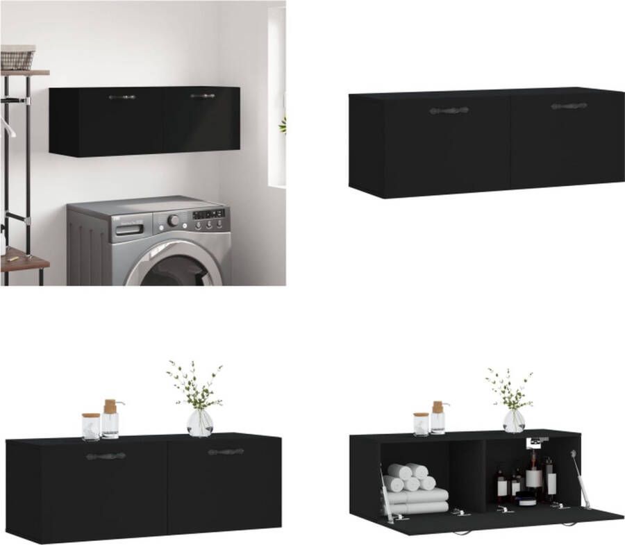 vidaXL Wandkast 100x36-5x35 cm bewerkt hout zwart Wandkast Wandkasten Kast Bijzetkast