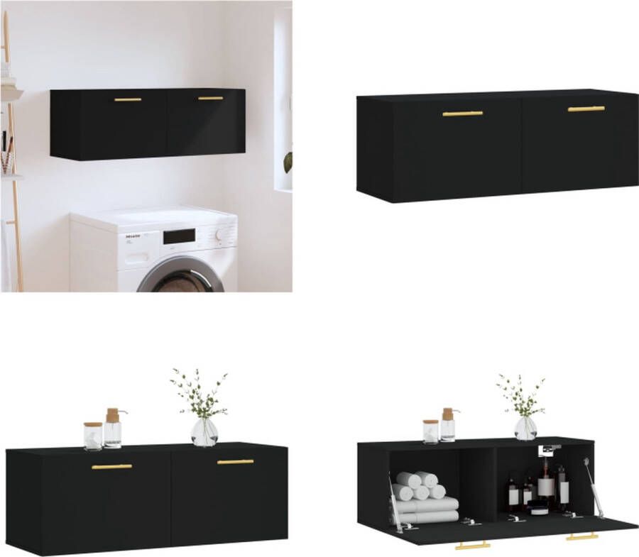 vidaXL Wandkast 100x36-5x35 cm bewerkt hout zwart Wandkast Wandkasten Kast Bijzetkast