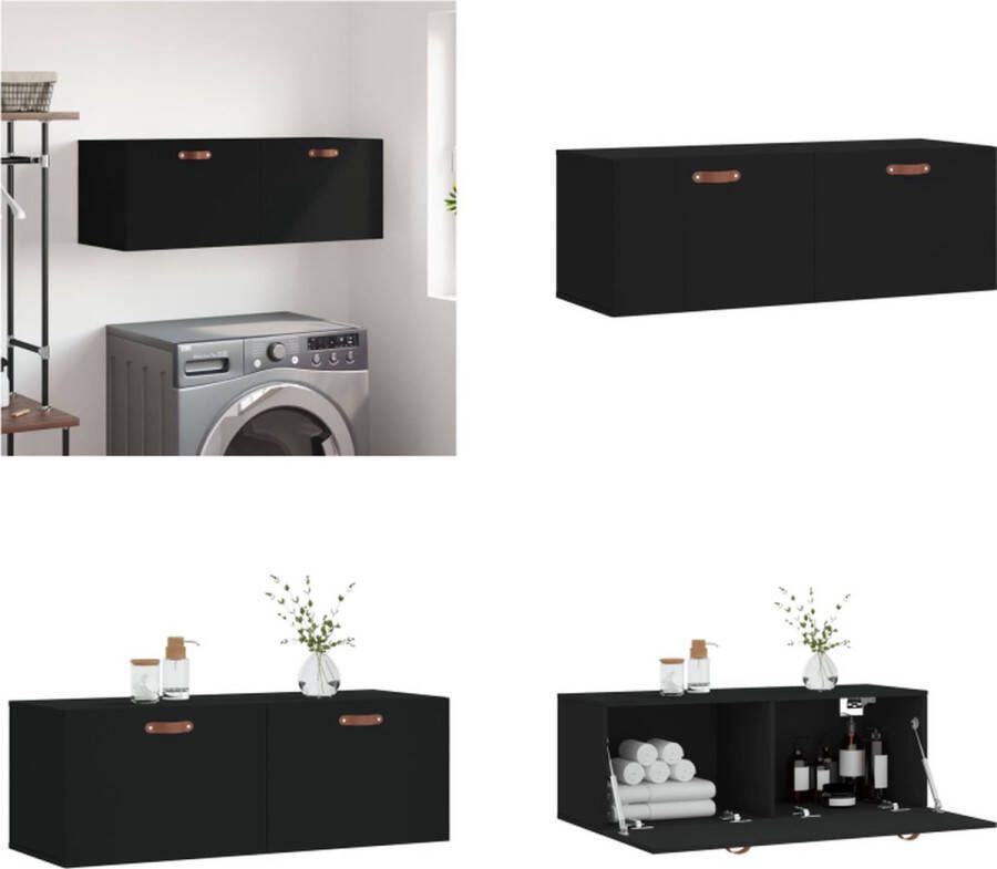 VidaXL Wandkast 100x36-5x35 cm bewerkt hout zwart Wandkast Wandkasten Kast Bijzetkast