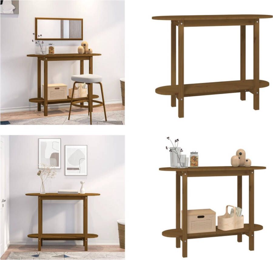 VidaXL Wandkast 110x40x80 cm massief grenenhout honingbruin Wandtafel Wandtafels Consoletafel Houten Wandtafel - Foto 2
