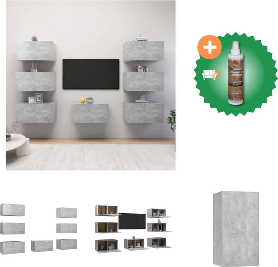 VidaXL Tv-meubelen 7 st 30-5x30x60 cm spaanplaat betongrijs Kast Inclusief Houtreiniger en verfrisser