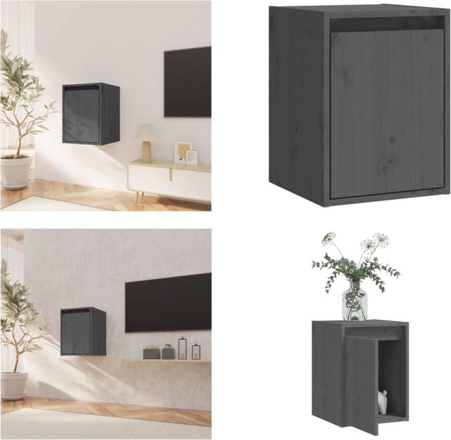 VidaXL Wandkast 30x30x40 cm massief grenenhout grijs Wandkast Wandkasten Houten Wandkast Hangkast