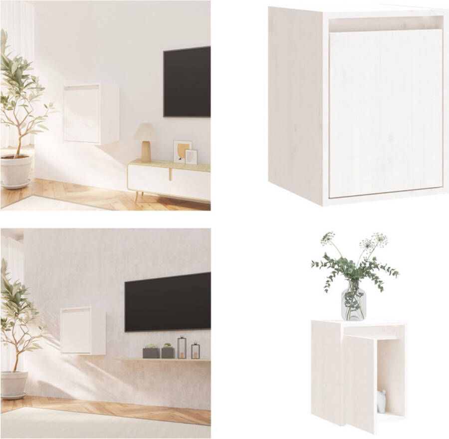 VidaXL Wandkast 30x30x40 cm massief grenenhout wit Wandkast Wandkasten Houten Wandkast Hangkast