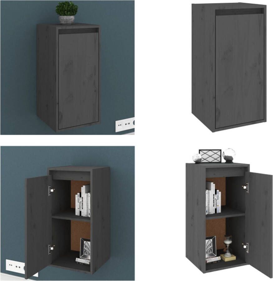 VidaXL Wandkast 30x30x60 cm massief grenenhout grijs Wandkast Wandkasten Hangkast Wandgemonteerde Kast