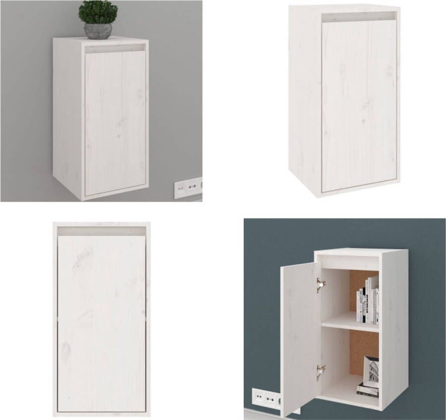 VidaXL Wandkast 30x30x60 cm massief grenenhout wit Wandkast Wandkasten Hangkast Wandgemonteerde Kast