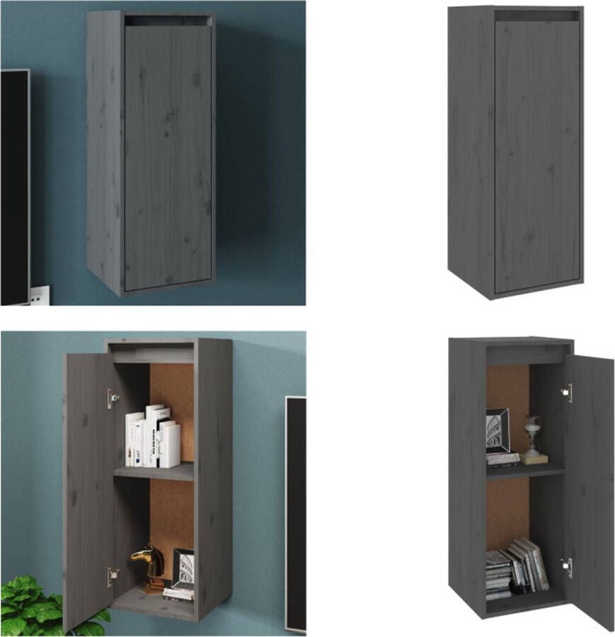 VidaXL Wandkast 30x30x80 cm massief grenenhout grijs Wandkast Wandkasten Hangkast Wandgemonteerde Kast