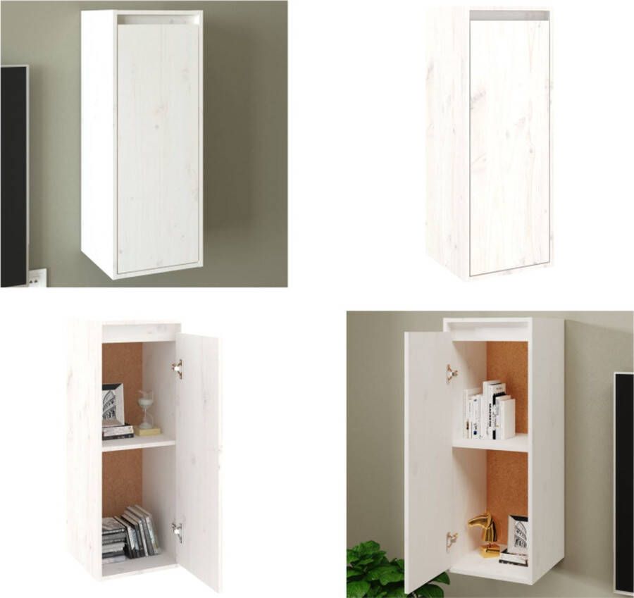VidaXL Wandkast 30x30x80 cm massief grenenhout wit Wandkast Wandkasten Hangkast Wandgemonteerde Kast