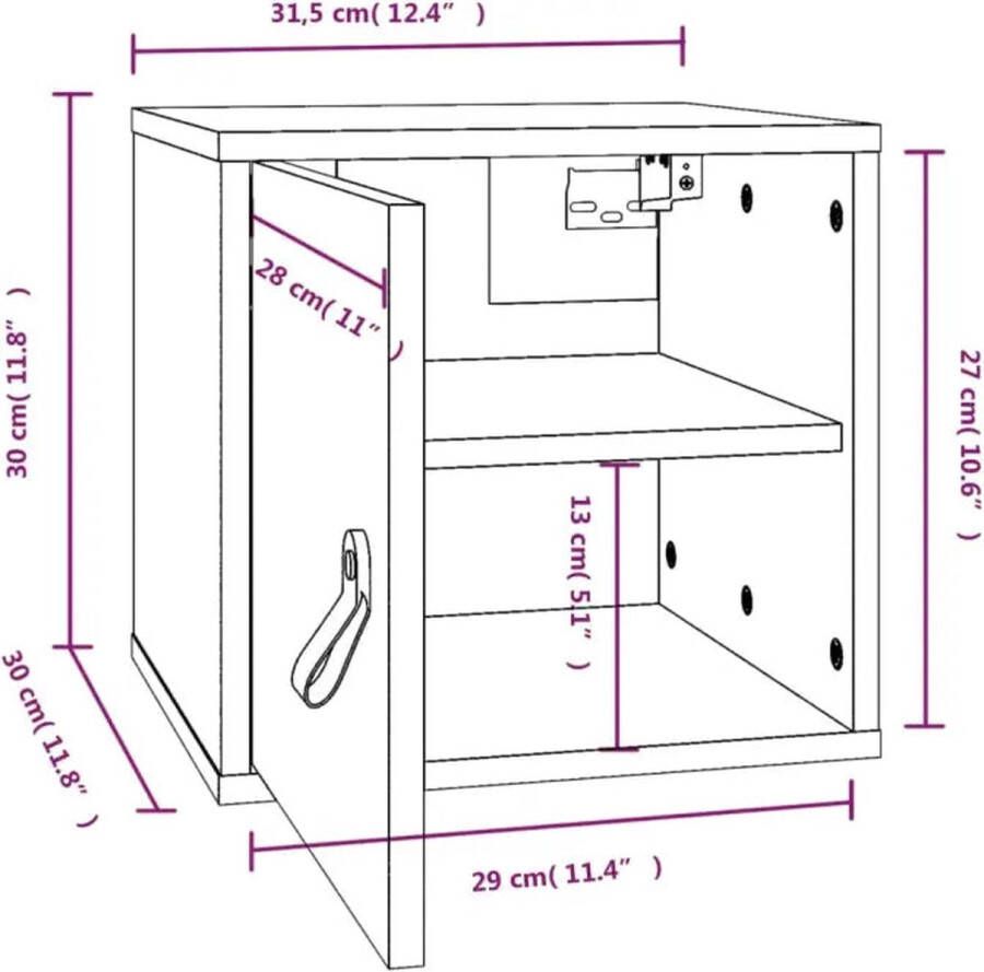 VIDAXL Wandkast 31 5x30x30 cm massief grenenhout - Foto 2