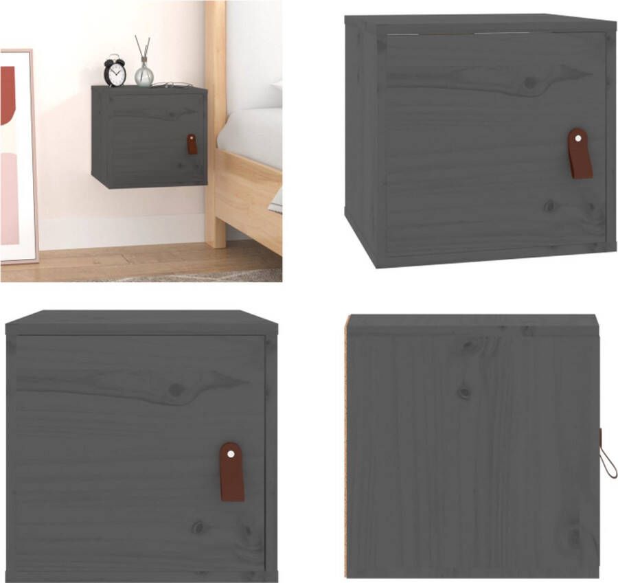 VidaXL Wandkast 31-5x30x30 cm massief grenenhout grijs Wandkast Wandkasten Hangkast Hangende Kast