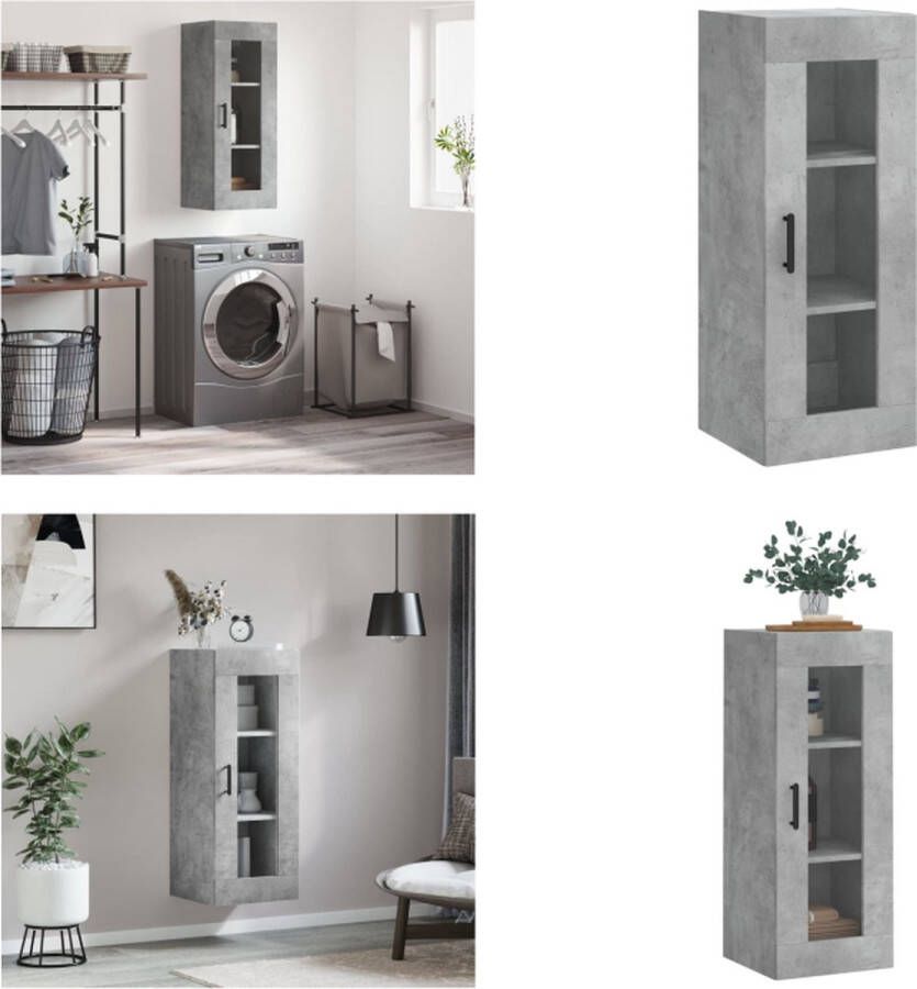 VidaXL Wandkast 34-5x34x90 cm betongrijs Wandkast Wandkasten Hangkast Hangende Kast - Foto 3