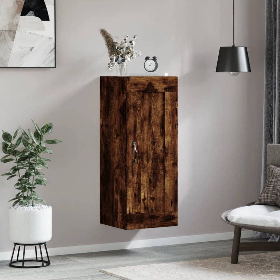 VidaXL -Wandkast-34 5x34x90-cm-bewerkt-hout-gerookt-eikenkleurig - Foto 2