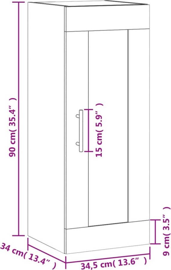 VidaXL -Wandkast-34 5x34x90-cm-bewerkt-hout-gerookt-eikenkleurig - Foto 3