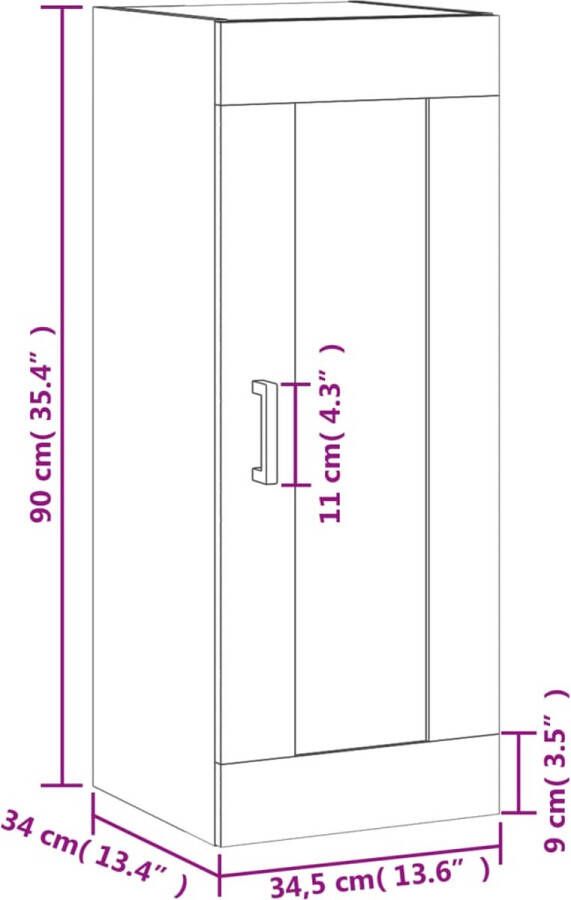 VidaXL -Wandkast-34 5x34x90-cm-bewerkt-hout-grijs-sonoma-eikenkleurig - Foto 3