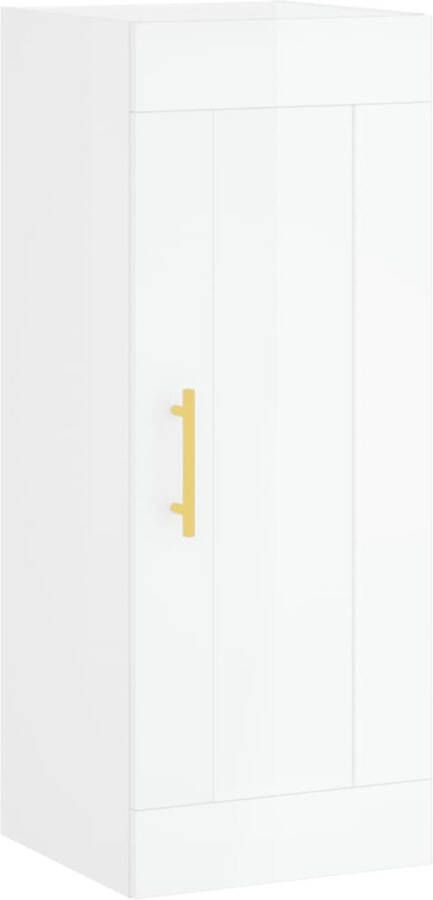 VidaXL Wandkast Hoogglans wit 34 5x34x90 cm Wandkast Opbergkast Keukenkast Houten Kast Witte Kast - Foto 4