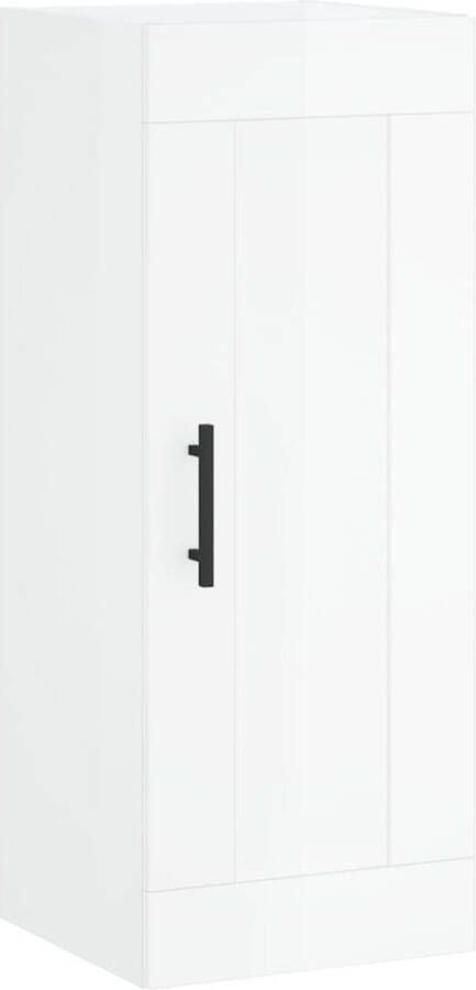 VidaXL Wandkast Hoogglans wit 34 5x34x90 cm Wandkast Opbergkast Keukenkast Houten Kast Witte Kast - Foto 3
