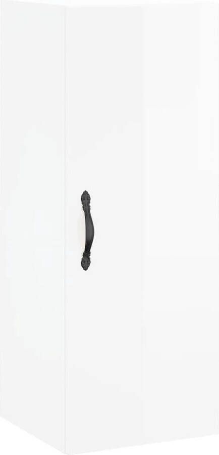 VidaXL Wandkast Hoogglans wit 34 5x34x90 cm Wandkast Opbergkast Keukenkast Houten Kast Witte Kast - Foto 2
