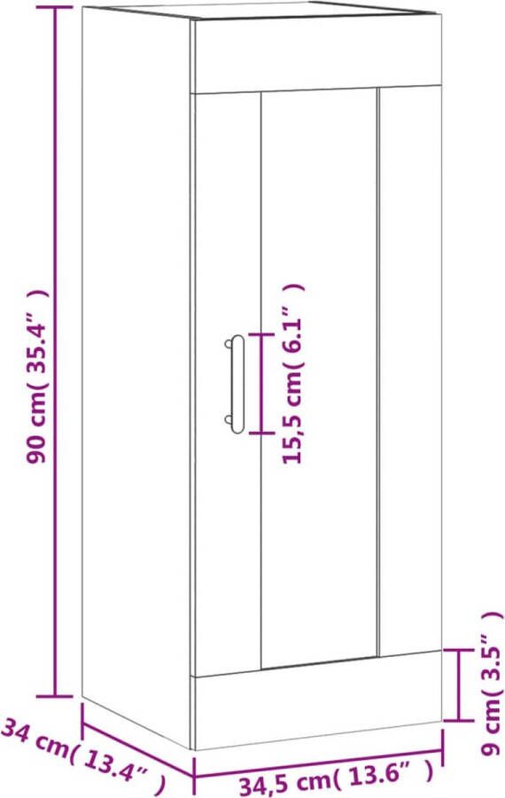 VidaXL -Wandkast-34 5x34x90-cm-bewerkt-hout-sonoma-eikenkleurig - Foto 3