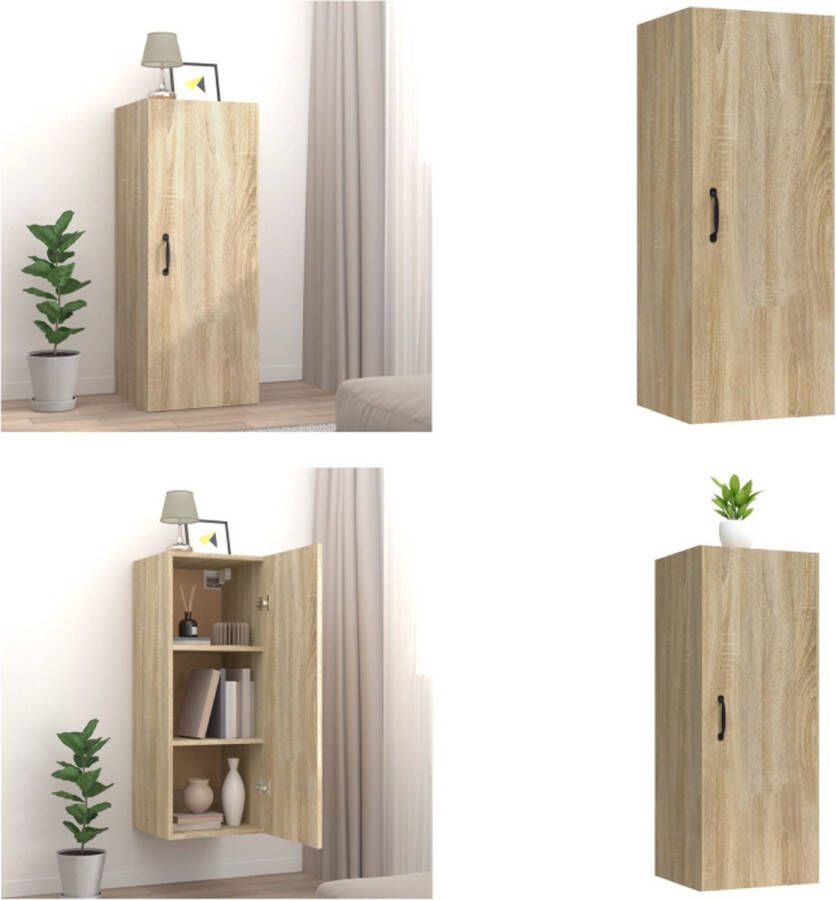 vidaXL Wandkast 34-5x34x90 cm bewerkt hout sonoma eikenkleurig Hangkast Hangkasten Hangende Kast Kastje