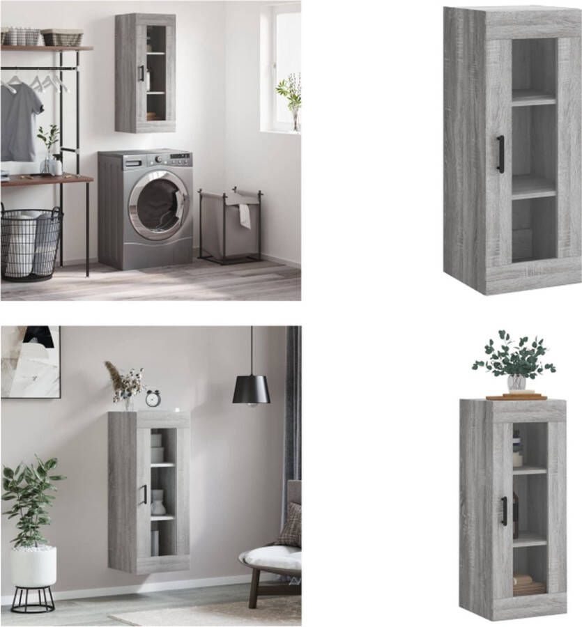 VidaXL Wandkast 34 5x34x90 cm grijs sonoma eikenkleurig Wandkast Wandkasten Hangkast Hangende Kast