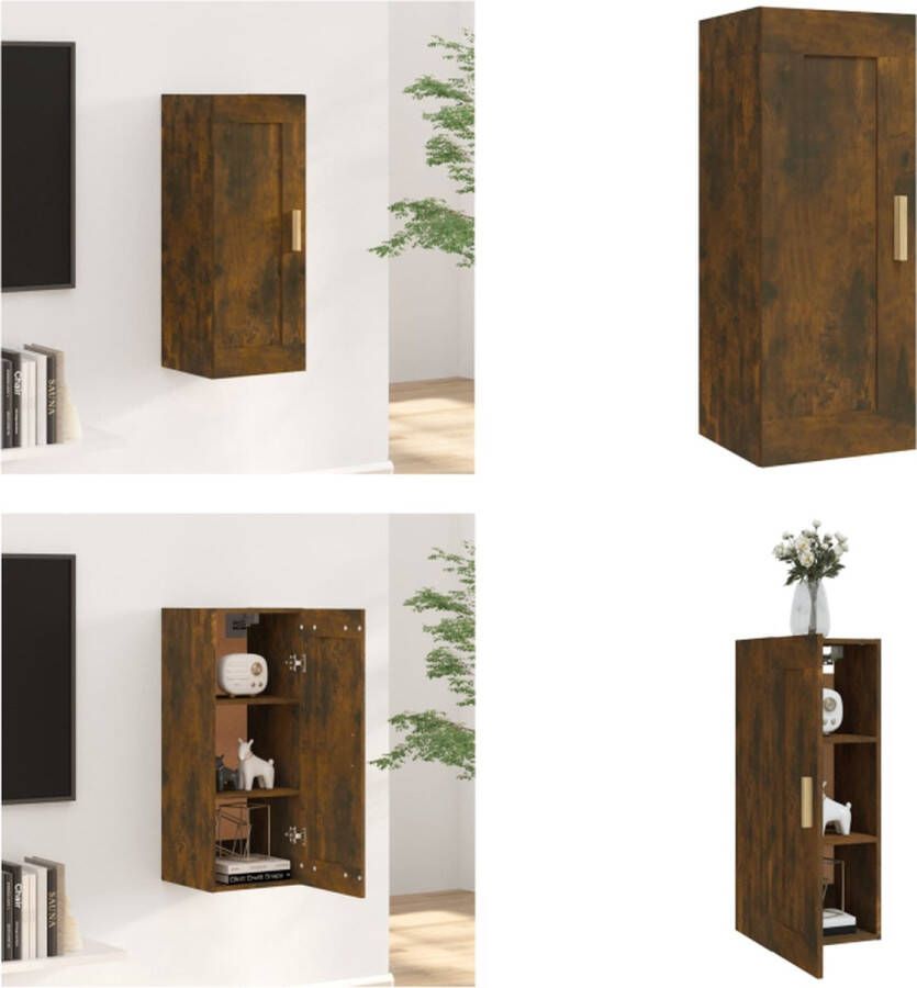 VidaXL Wandkast 35x34x90 cm bewerkt hout gerookt eikenkleurig Wandkast Wandkasten Hangkast Wandgemonteerde Kast