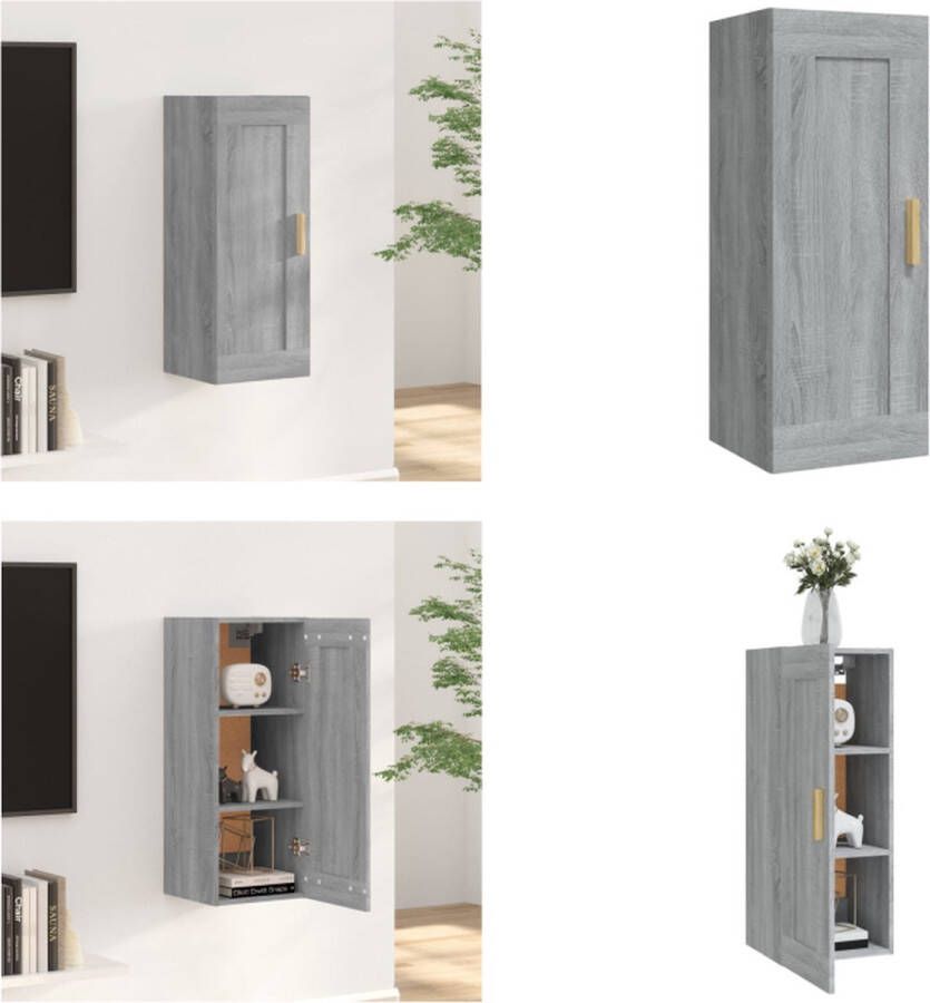 VidaXL Wandkast 35x34x90 cm bewerkt hout grijs sonoma eikenkleurig Wandkast Wandkasten Hangkast Wandgemonteerde Kast