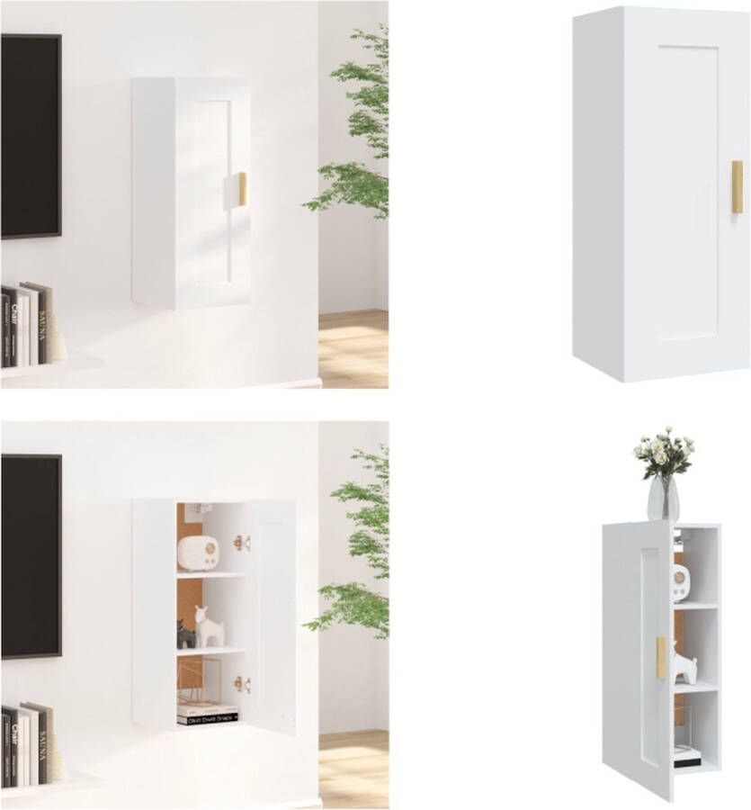 VidaXL Wandkast 35x34x90 cm bewerkt hout wit Wandkast Wandkasten Hangkast Wandgemonteerde Kast