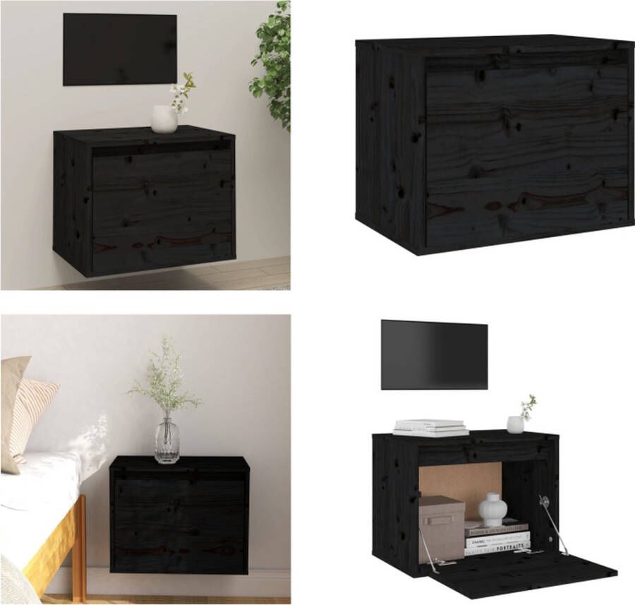 VidaXL Wandkast 45x30x35 cm massief grenenhout zwart Wandkast Wandkasten Hangkast Hangende Kast