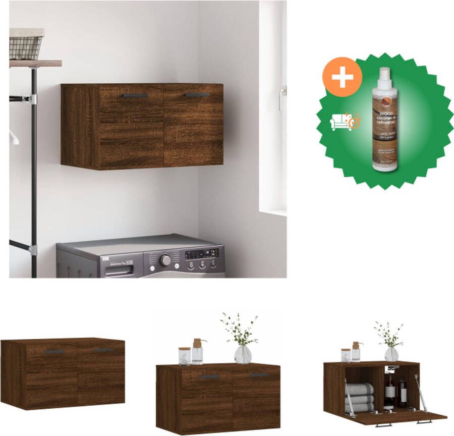 VidaXL Wandkast Bruineiken 60 x 36.5 x 35 cm Duurzaam Hout Opbergruimte Wandgemonteerd Displayfunctie Kast Inclusief Houtreiniger en verfrisser