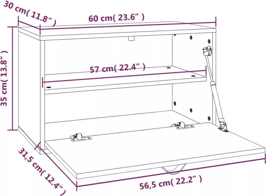 VIDAXL Wandkast 60x30x35 cm massief grenenhout honingbruin - Foto 3