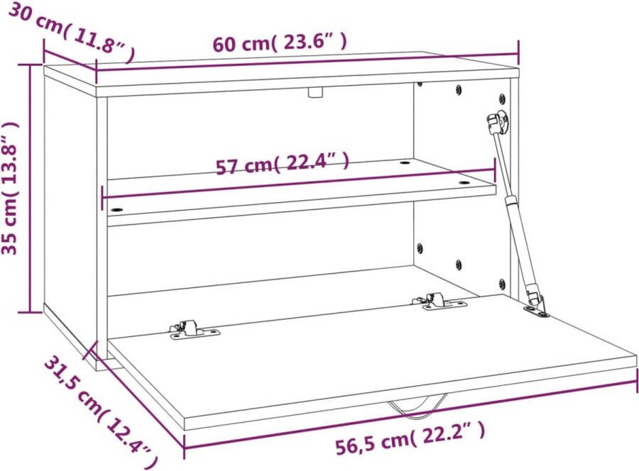 VIDAXL Wandkast 60x30x35 cm massief grenenhout wit - Foto 3