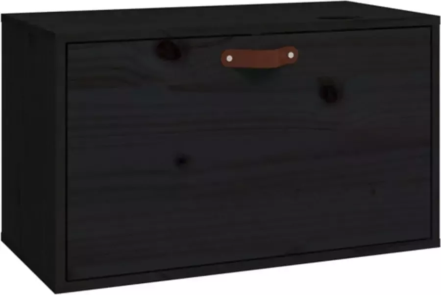 VIDAXL Wandkast 60x30x35 cm massief grenenhout zwart - Foto 4