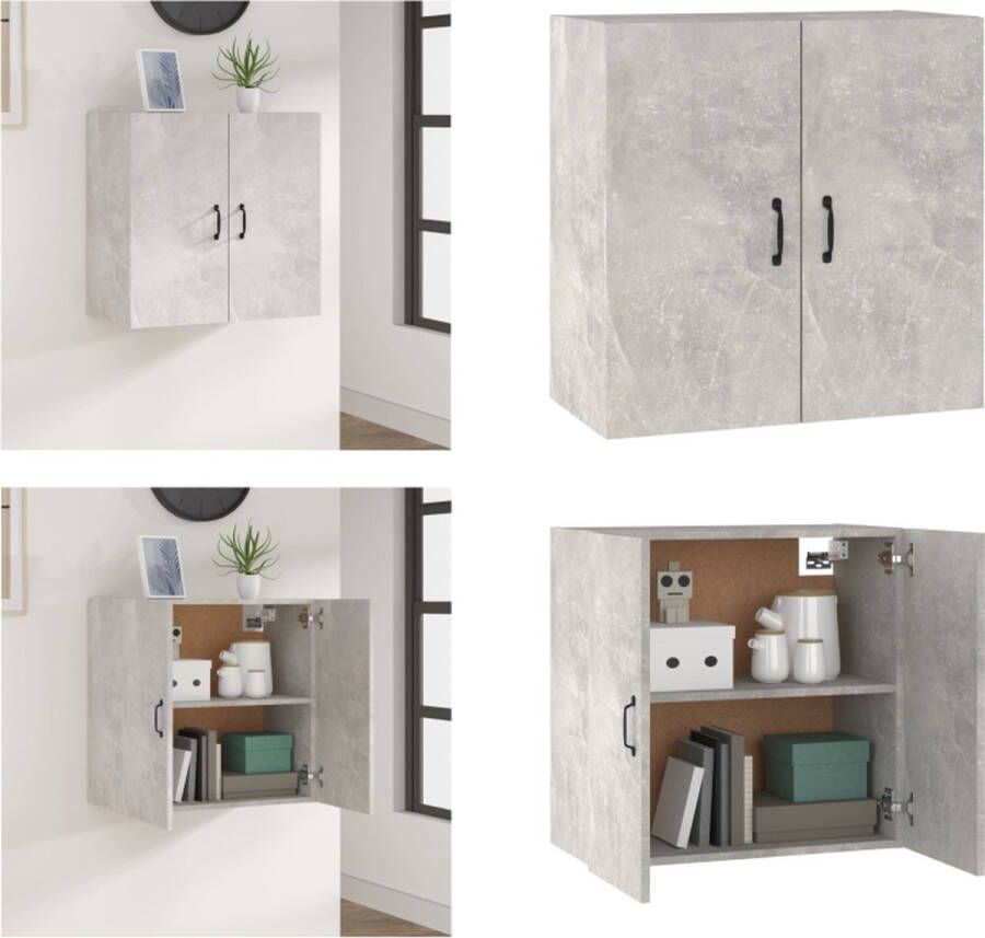 VidaXL Wandkast 60x31x60 cm bewerkt hout betongrijs Wandkast Wandkasten Hangkast Hangende Kast - Foto 1