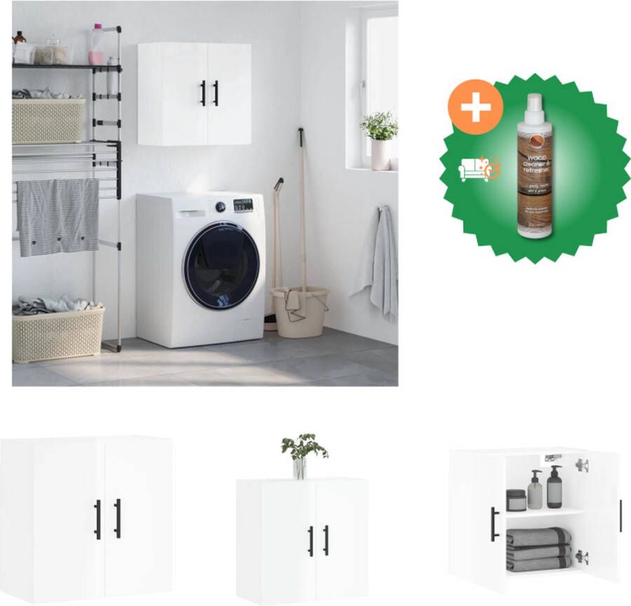VidaXL Wandkast Hoogglans Wit 60 x 31 x 60 cm Decoratieve en praktische toevoeging Kast Inclusief Houtreiniger en verfrisser