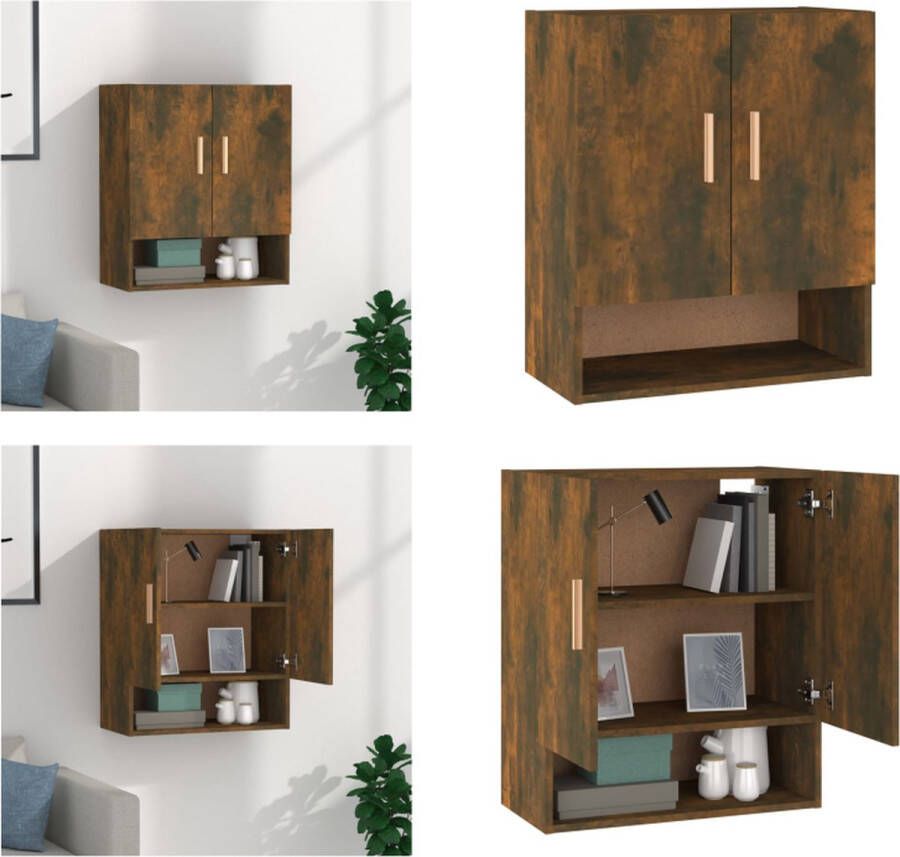 VidaXL Wandkast 60x31x70 cm bewerkt hout gerookt eikenkleurig Wandkast Wandkasten Hangkast Hangende Kast