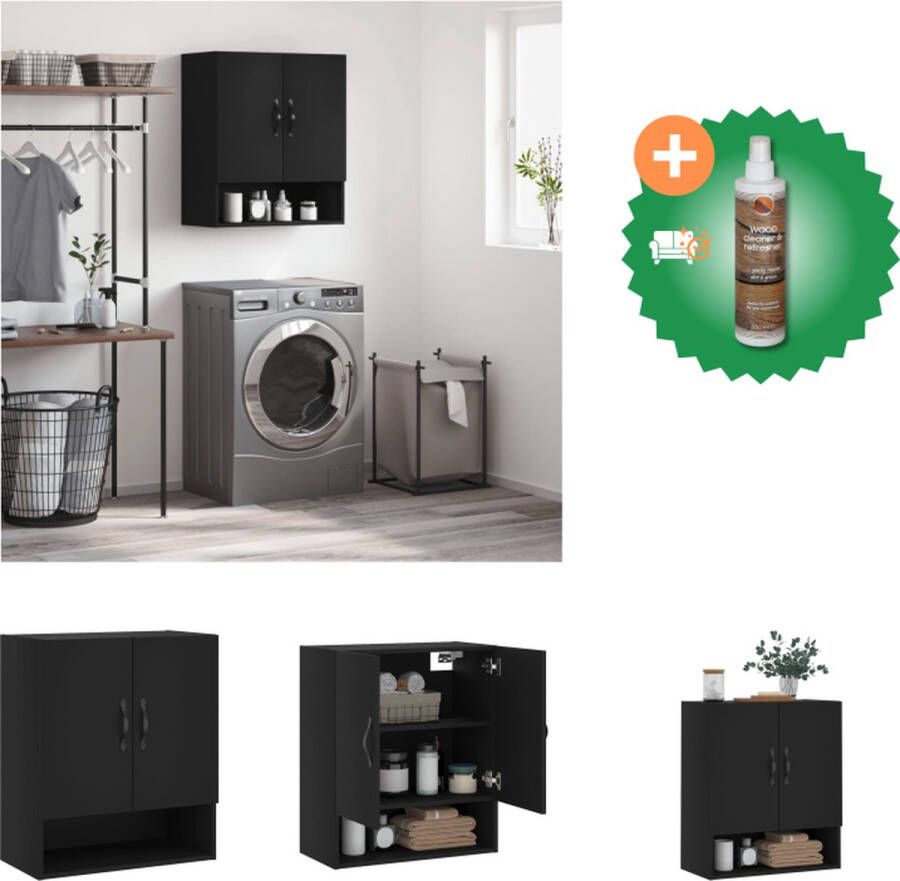 VidaXL Wandkast Scandinavische Stijl Hout 60 x 31 x 70 cm Zwart Kast Inclusief Houtreiniger en verfrisser - Foto 2