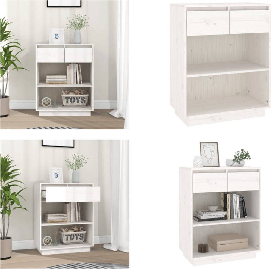 VidaXL Wandkast 60x34x75 cm massief grenenhout wit Wandtafel Wandtafels Wandkast Gangtafel - Foto 2