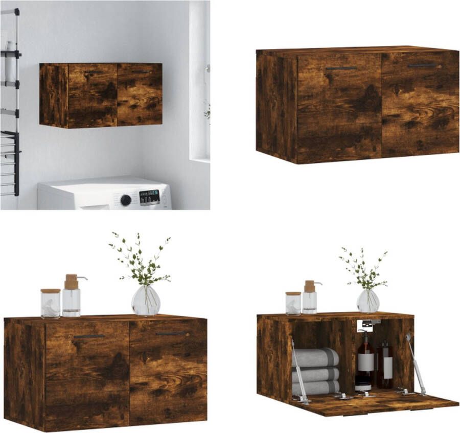 VidaXL Wandkast 60x36-5x35 cm bewerkt hout gerookt eikenkleurig Wandkast Wandkasten Kast Bijzetkast - Foto 2