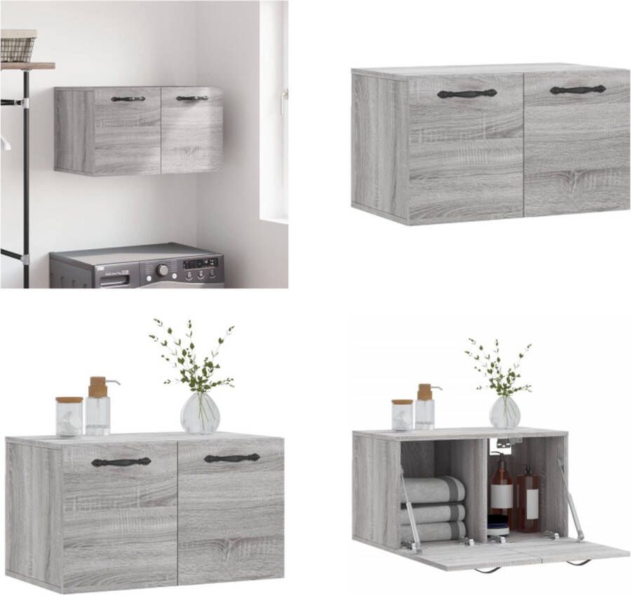 VidaXL Wandkast 60x36-5x35 cm bewerkt hout grijs sonoma eikenkleurig Wandkast Wandkasten Kast Bijzetkast