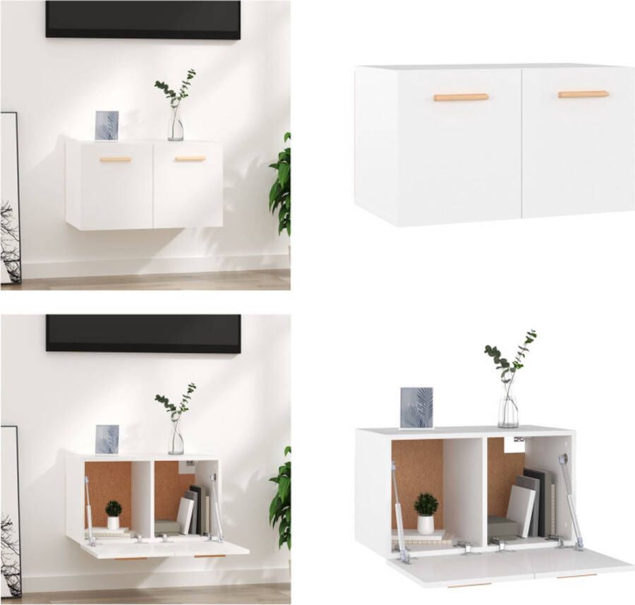 VidaXL Wandkast 60x36-5x35 cm bewerkt hout hoogglans wit Wandkast Wandkasten Hangkast Hangende Kast
