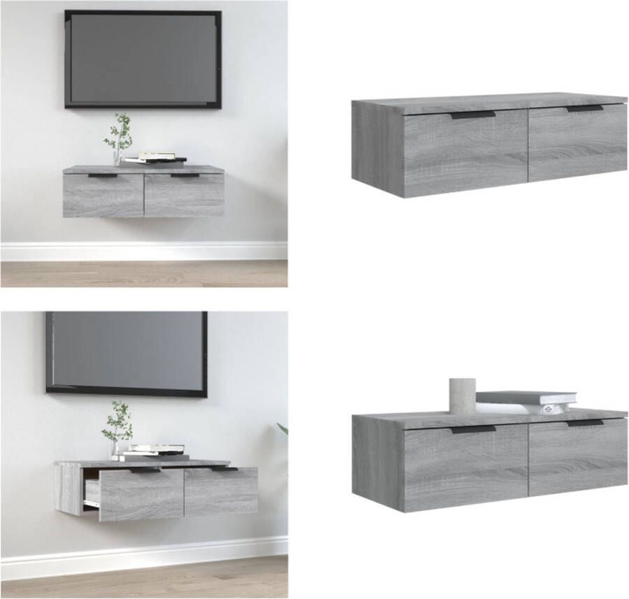 VidaXL Wandkast 68x30x20 cm bewerkt hout grijs sonoma eikenkleurig Wandkast Wandkasten Hangkast Hangende Kast