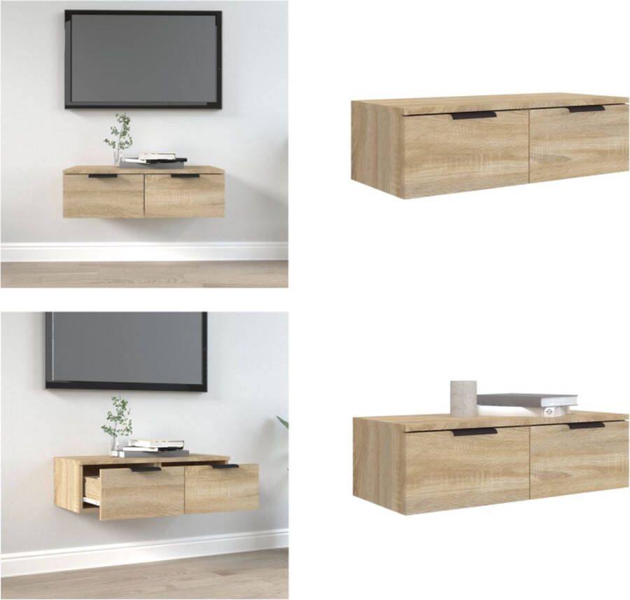 VidaXL Wandkast 68x30x20 cm bewerkt hout sonoma eikenkleurig Wandkast Wandkasten Hangkast Hangende Kast