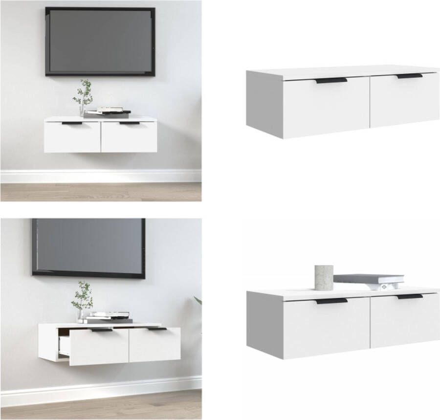 VidaXL Wandkast 68x30x20 cm bewerkt hout wit Wandkast Wandkasten Hangkast Hangende Kast
