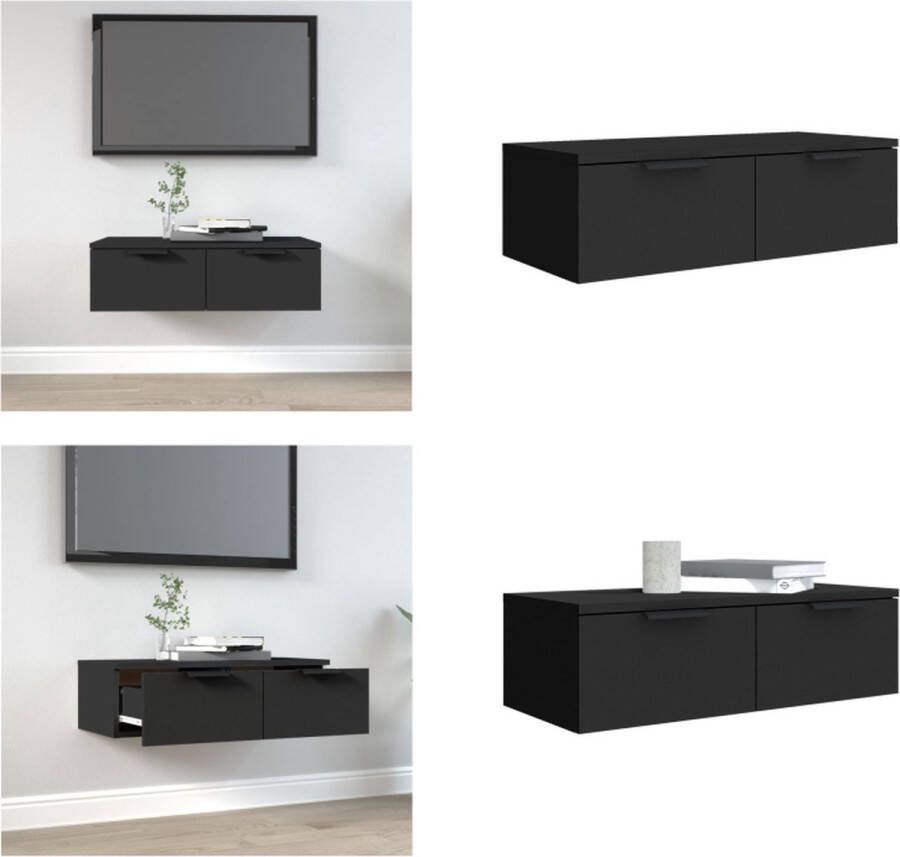 VidaXL Wandkast 68x30x20 cm bewerkt hout zwart Wandkast Wandkasten Hangkast Hangende Kast