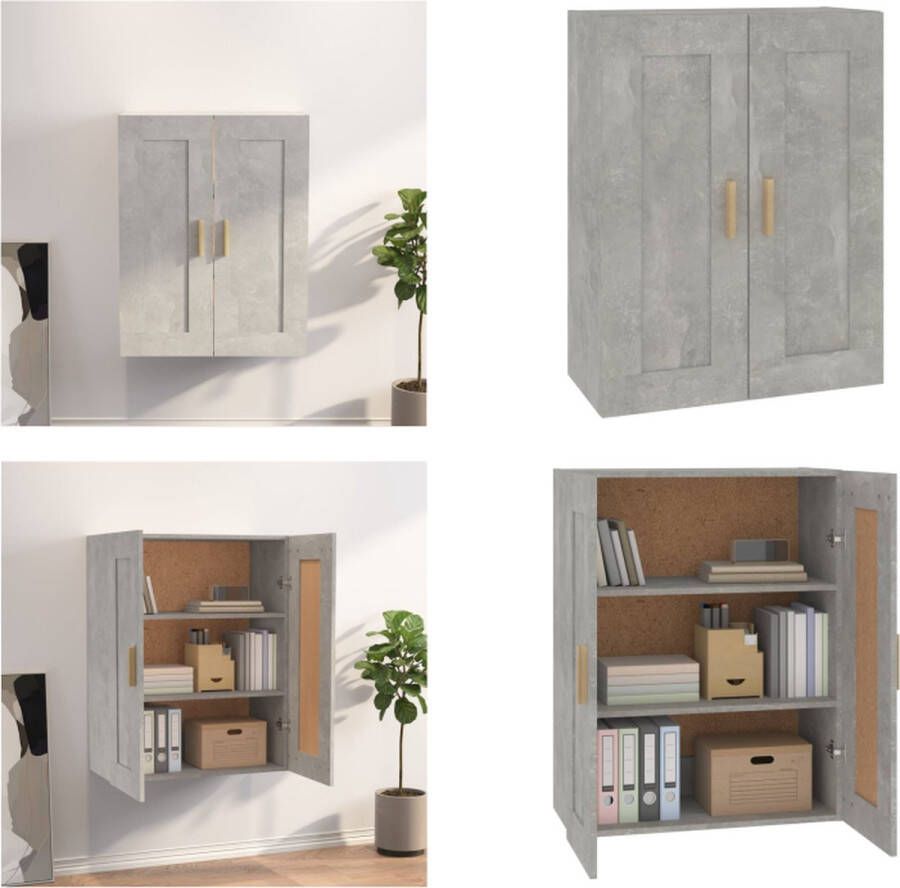 VidaXL Wandkast 69-5x32-5x90 cm bewerkt hout betongrijs Wandkast Wandkasten Houten Wandkast Hangkast