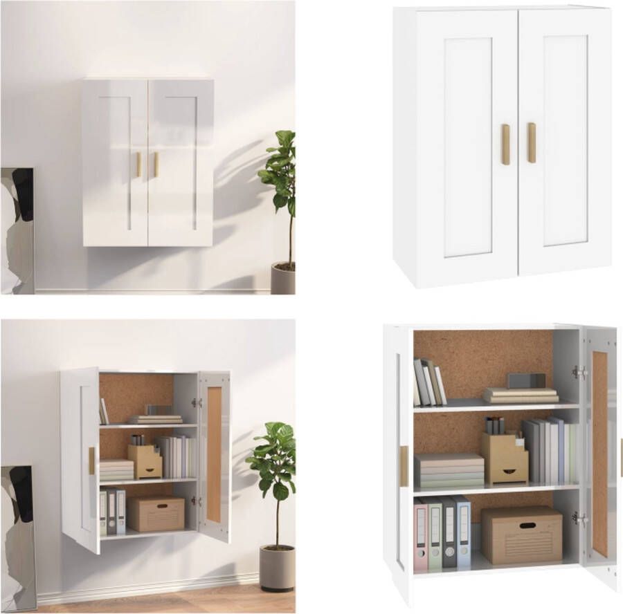 VidaXL Wandkast 69-5x32-5x90 cm bewerkt hout hoogglans wit Wandkast Wandkasten Houten Wandkast Hangkast