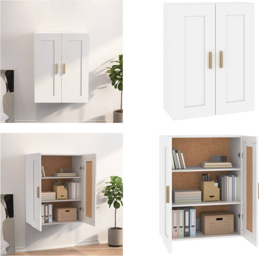 VidaXL Wandkast 69-5x32-5x90 cm bewerkt hout wit Wandkast Wandkasten Houten Wandkast Hangkast