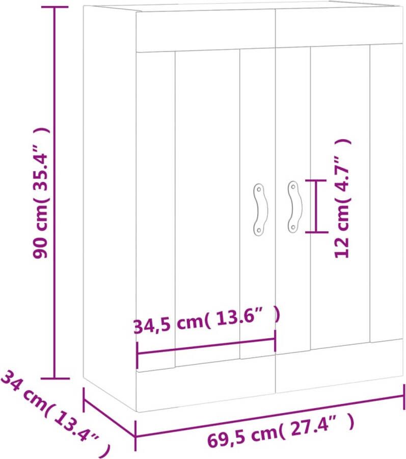 VidaXL -Wandkast-69 5x34x90-cm-betongrijs - Foto 3