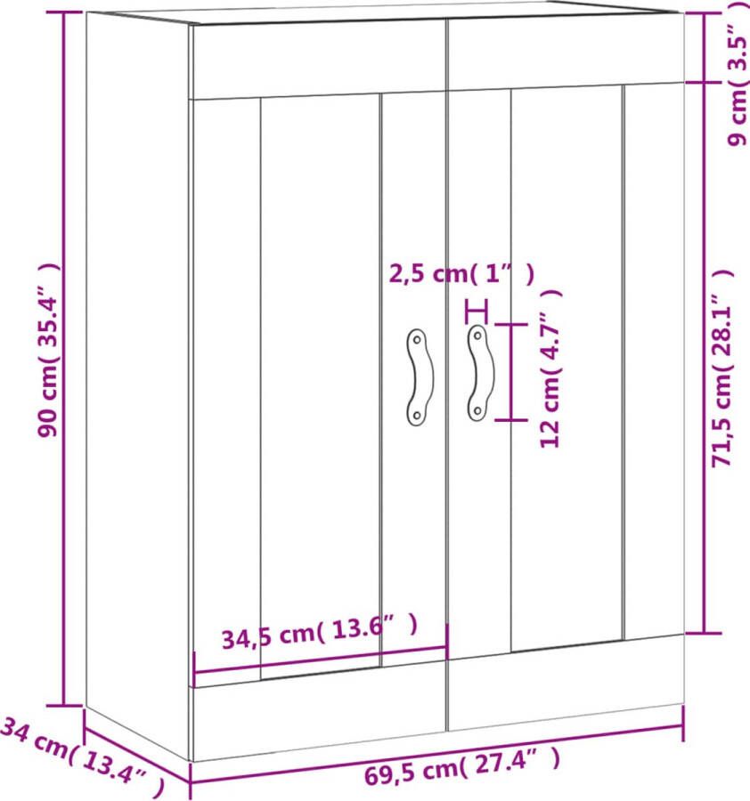 VidaXL -Wandkast-69 5x34x90-cm-bewerkt-hout-betongrijs - Foto 3